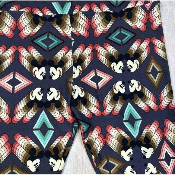 Disney x LuLaRoe Retro Mickey Mouse Head Leggings Geometric Aztec TC2 18+ NEW! - Picture 2 of 9
